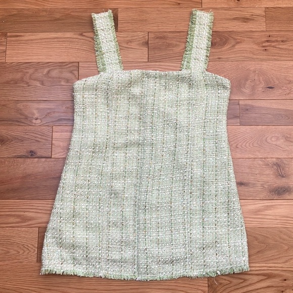 NWT House of Harlow 1960 light green tweed minidress size Large - Picture 1 of 4